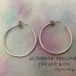 Excellent Authentic Preloved Tiffany & Co. Bezet 3cm Hoop Earrings Silver
