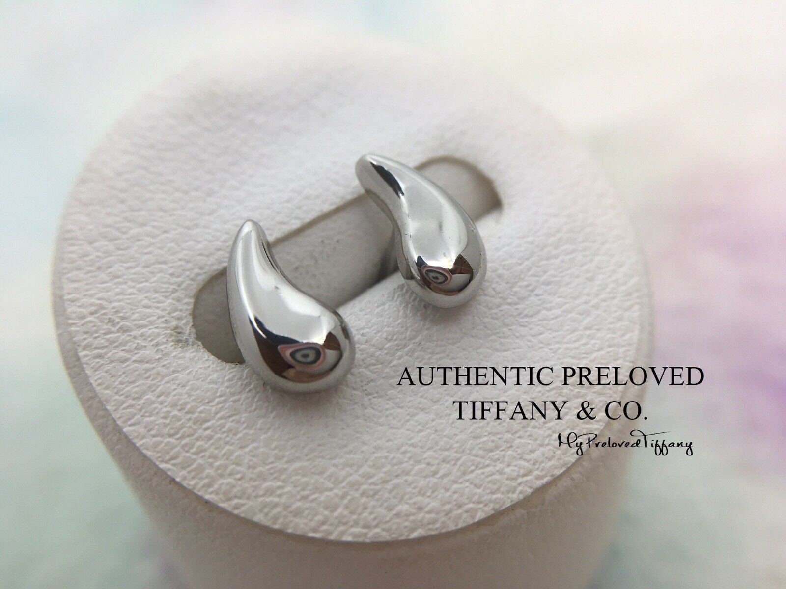 Excellent Authentic Preloved Tiffany Co. Elsa Peretti Mini Teardrop Stud Platinum Earrings Pt950 Etsy