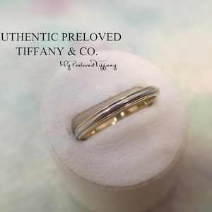 Excellent Authentic Tiffany & Co. Lucida Platinum Pt950 Yellow Gold 750 18k Classic Wedding Band Ring 2mm Size 6