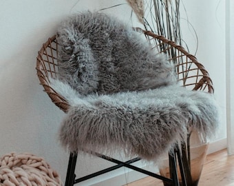 XXL Tibetan lambskin | Winter decoration | Finely curly fur | Natural sheepskin | Runner carpet decoration cozy sheepskin