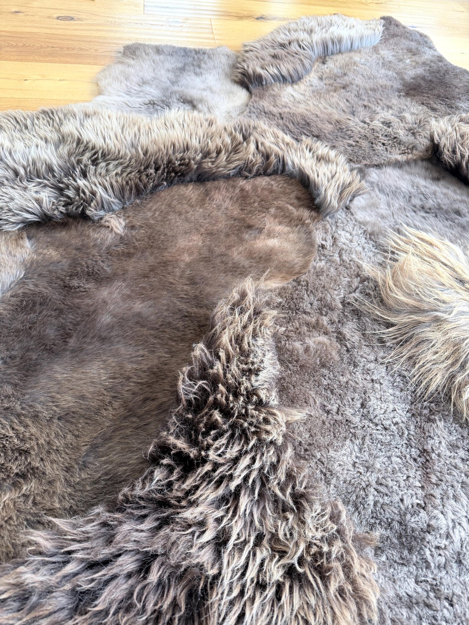 XL Sheepskin Rug, Brown, 180 X 120 Cm – Multilayer Lambskin Rug ...