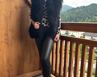 Luxury genuine Mongolian lambskin vest women's vest S/Meter handmade Tibetan lamb fur vest women without collar winter trend 2025 black size 36-40