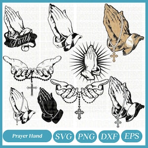 Gebed handen Svg Png bundel, bidden handen illustraties, gebed lasergesneden bestanden, gebed rozenkrans Svg, gebed Svg, gebed Jezus Svg, gebed cutfile