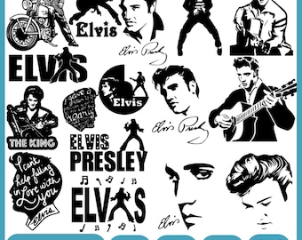 Elvis Presley Svg Bundle, Elvis Presley Silhouette, Elvis Presley Vector, Elvis Presley Clipart, Elvis Presley Cut File, Instant Download
