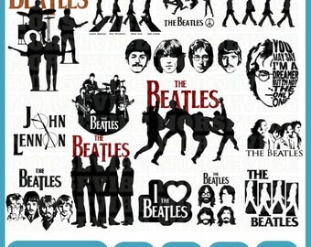 Los Beatles Svg Png Archivo, La silueta de los Beatles, El archivo de corte láser de los Beatles, John Lennon svg, Rock Band Svg, Beatles Rock Music Svg Vector