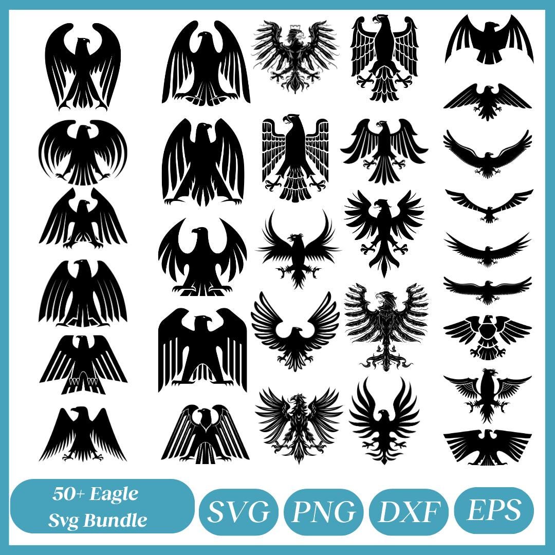 Eagle SVG PNG Bundle: Silhouette Cut Files - Etsy