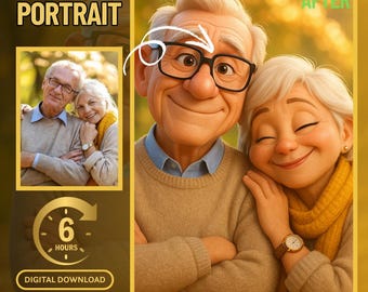 Custom Pixar Style Portrait, Family and Pets, Cartoon Transformation (Digital or Print)