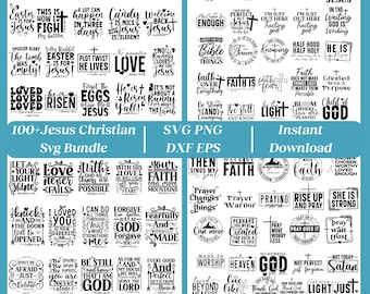Paquete SVG cristiano: Diseños de Jesús y versículos bíblicos (descarga digital)