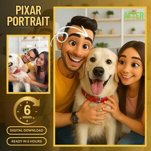 Custom Cartoon Pet Portrait from Photo, Custom Personalized Pet Portrait from Photo, Pet and Owner Portrait,Pet and Owner Portrait photo Art