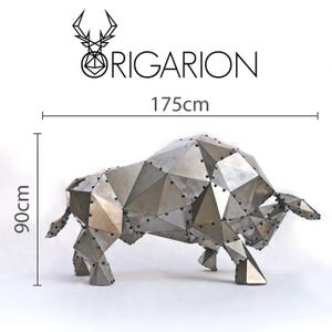 Rivetto di toro di metallo altezza 90 cm Vite di assemblaggio origami carta fai da te DXF taglio laser nessuna saldatura richiesta solo rivetti o viti pdo