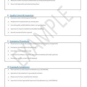 Modèle de déclaration de méthode de construction Royaume-Uni - Exemple de mur de soutènement - Word modifiable - Groundworks RAMS image 4