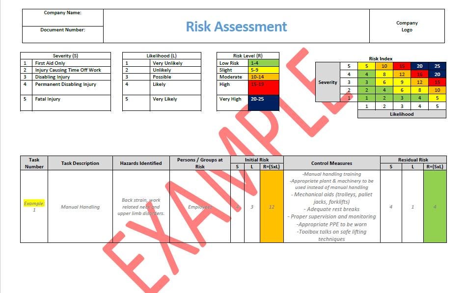 Construction Risk Assessment Template - Etsy