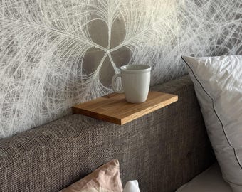 Wooden sofa shelf | Wooden bed shelf, practical clamp-on couch shelf, stable, non-slip, for drinks, snacks, mobile phone