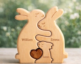 Personalized wooden Easter bunny with name – gift for children, mom & family – decoration for Easter or Valentine's Day – gift for mom