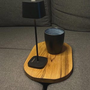 Handgemaakte houten bankplank | Eikenhouten klembare armleuningplank voor op de bank | Modern design, organizer, bruin