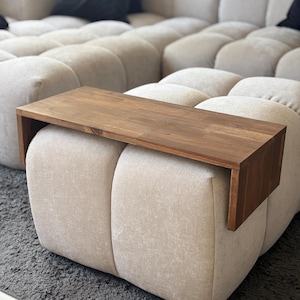 Mesa otomana de roble hecha a mano | Mesa auxiliar para sofá o puf | Hecha a medida | Mesa auxiliar de madera moderna | Mesa auxiliar