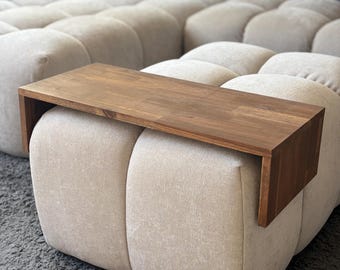 Handcrafted oak ottoman table | Sofa table for pouf & couch | Custom-made | Modern wooden side table | Side table