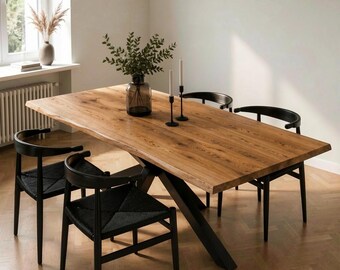 Solid oak wood table | Live edge dining table | Solid wild oak | Oiled wooden table | Oak dining table | Natural edge | Industrial table