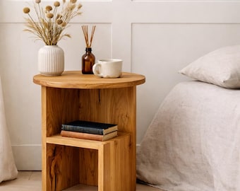Wooden side table, farmhouse design, oak, unique piece, living room table, nightstand, coffee table, gift idea, wooden table, natural color