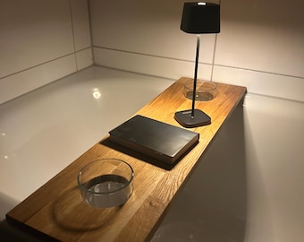 Oak bathtub tray, minimalist bathtub shelf for two people, handcrafted, spa feeling, romantic bath tray, minimalist