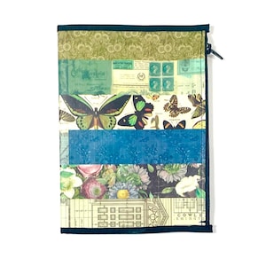 Cartera con cremallera y inserto para cuaderno de viaje Midori, inserto de collage vintage