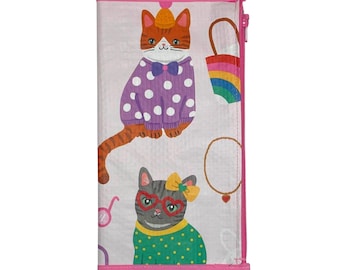 Zipper Pouch Insert Midori Travelers Notebook Dress Up Cats design