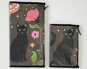 Field Note size Ready to Ship Zipper Pouch Wallet Insert Travelers Notebook Night Garden design