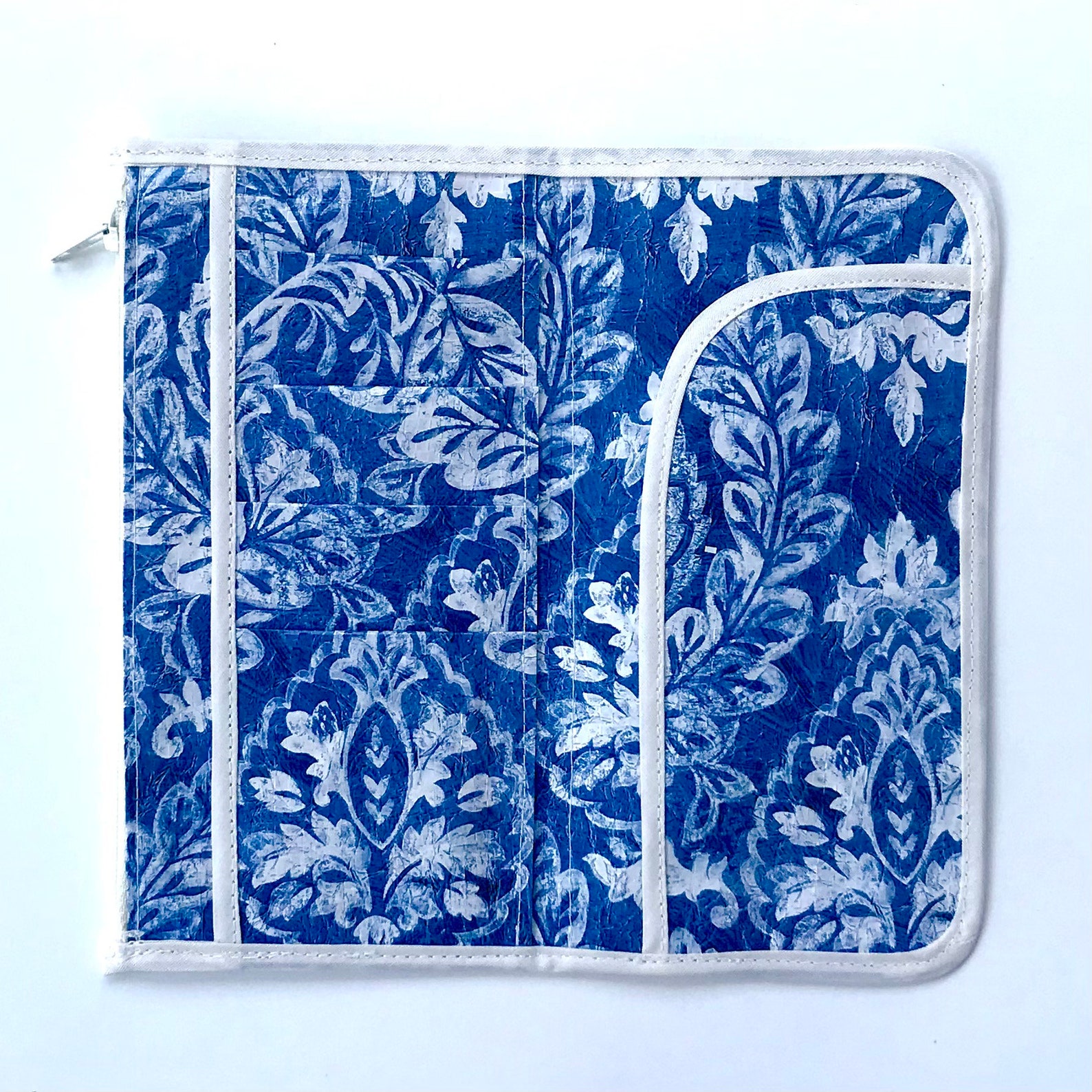 Zipper Pouch Wallet Insert Blue Damask Design Made to Order Etsy