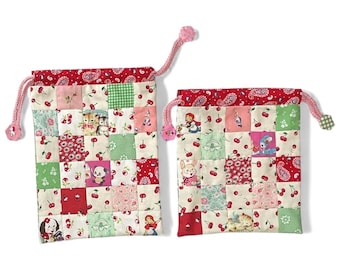 Patchwork Drawstring Retro design Fabric Bag