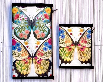 Zipper Pouch Wallet Insert Floral Butterflies design Made to Order dori insert