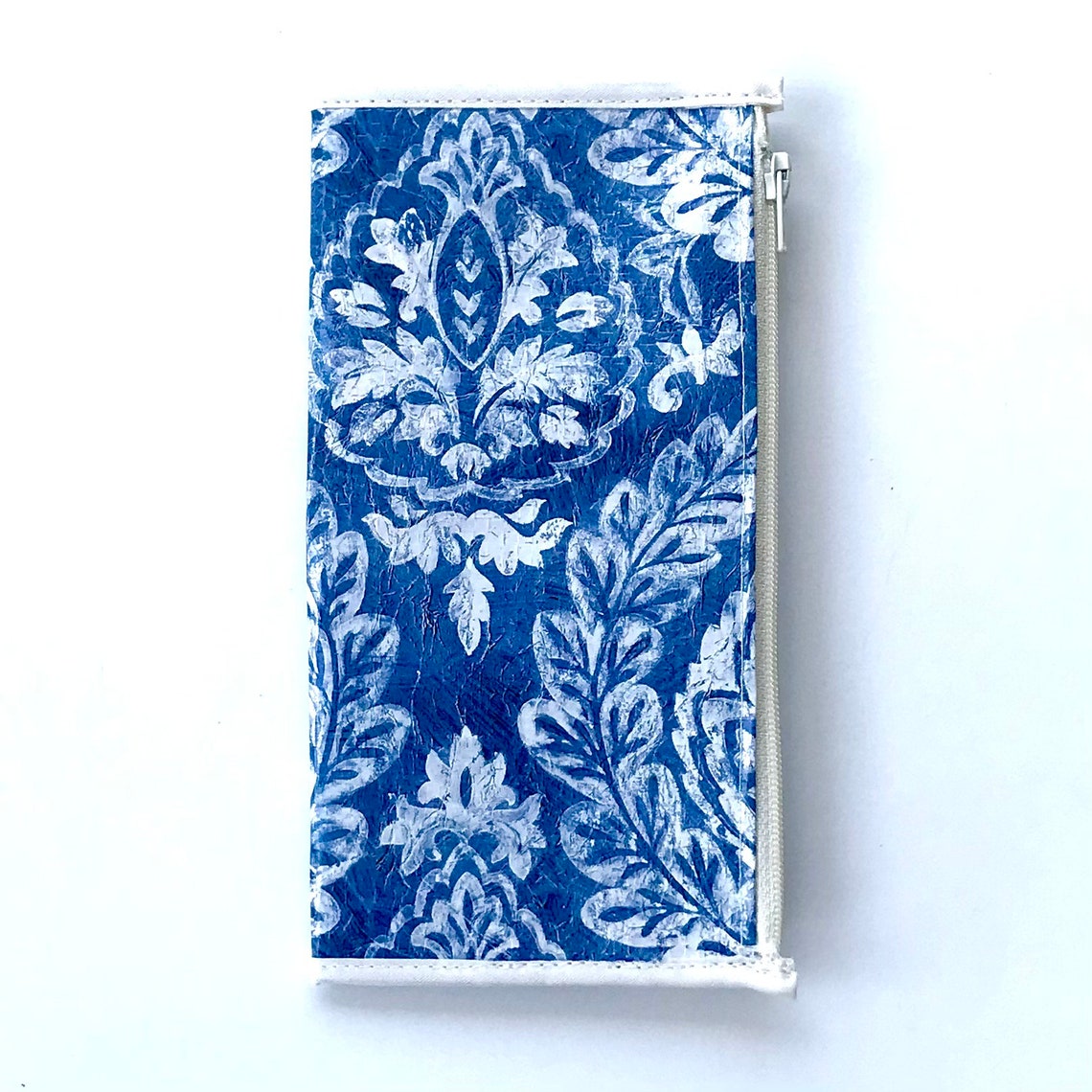 Zipper Pouch Wallet Insert Blue Damask Design Made to Order Etsy