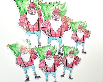 Santa Lumberjack Stickers matte planner scrapbook