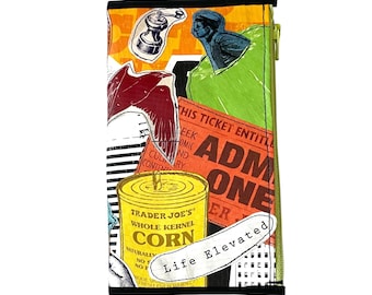 Personal size Crazy Collage Zipper Pouch Insert Travelers Notebook wallet insert