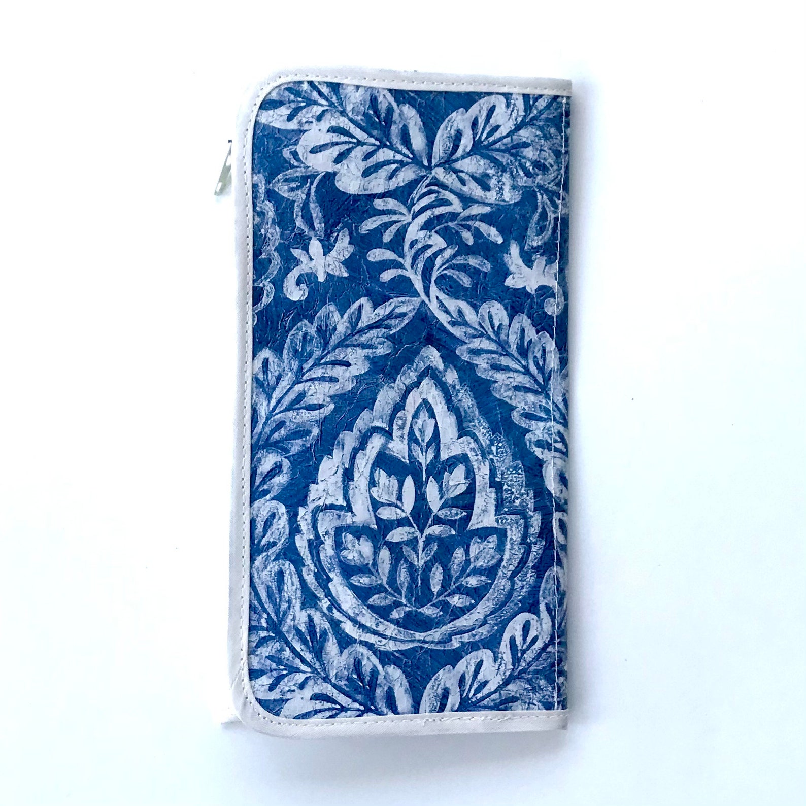 Zipper Pouch Wallet Insert Blue Damask Design Made to Order Etsy