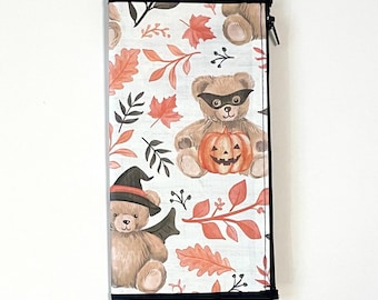 Regular size Ready to Ship Zipper Pouch Wallet Insert Travelers Notebook Spooky Teddys design