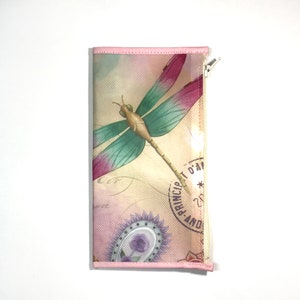 Cartera con cremallera, inserto, diseño de libélula, hecho a pedido, inserto dori