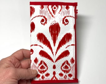 Zipper Pouch Wallet Insert Midori Travelers Notebook Red Damask design