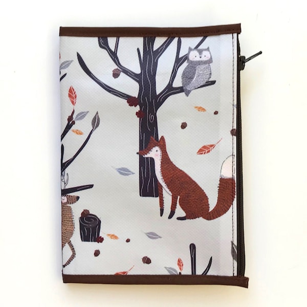 Zipper Pouch Wallet Insert design Forest Friends Made to Order in 11 sizes dori insert