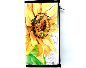 Zipper Pouch Wallet Insert Sunflowers design Made to Order dori insert