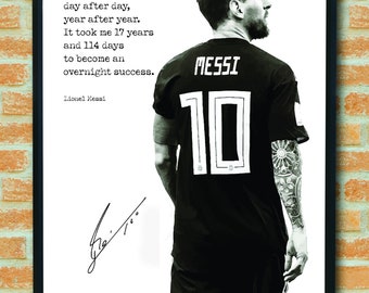 Lionel Messi Soccer Poster | motivational quote | Fathers Day | Soccer fan gift | quote by messi