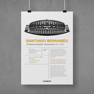 Santiago Bernabeu Stadium Print, Spanish Football Poster, Real Madrid Poster, Football Bedroom Posters, Santiago Bernabéu Wall Art