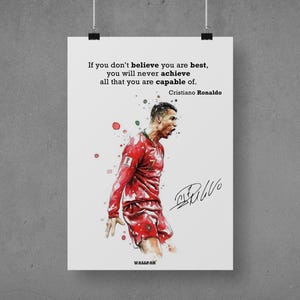 Cristiano Ronaldo Fútbol / Póster imprimible / Cita motivacional / Día del padre / Impresión / Regalo para fanáticos del fútbol / Cita de Ronaldo /