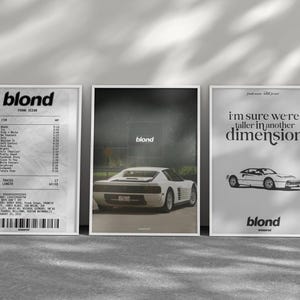Conjunto de 3 carteles / Frank Ocean / Rubio / Ferrari blanco / Autos / Rap / Hypebeast / Impresiones digitales / Arte mural / Arte mural imprimible / Moda