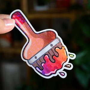 Neopets Oil Paint Brush Sticker | Magical Neopets Fan Art | Holographic Decal | Water Resistant | Game Sticker | Neopets Sticker