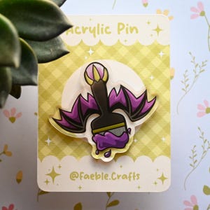 Acrylic Pin | Neopets Darigan Paint Brush | Waterproof | Virtual Pets | Cute Kawaii Pin | Game pin | Cute Pin | 2.5in