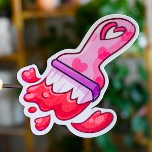 Neopets Valentine Paint Brush Sticker | Magical Neopets Fan Art | Holographic Decal | Virtual Pet | Game Sticker | Neopets Sticker