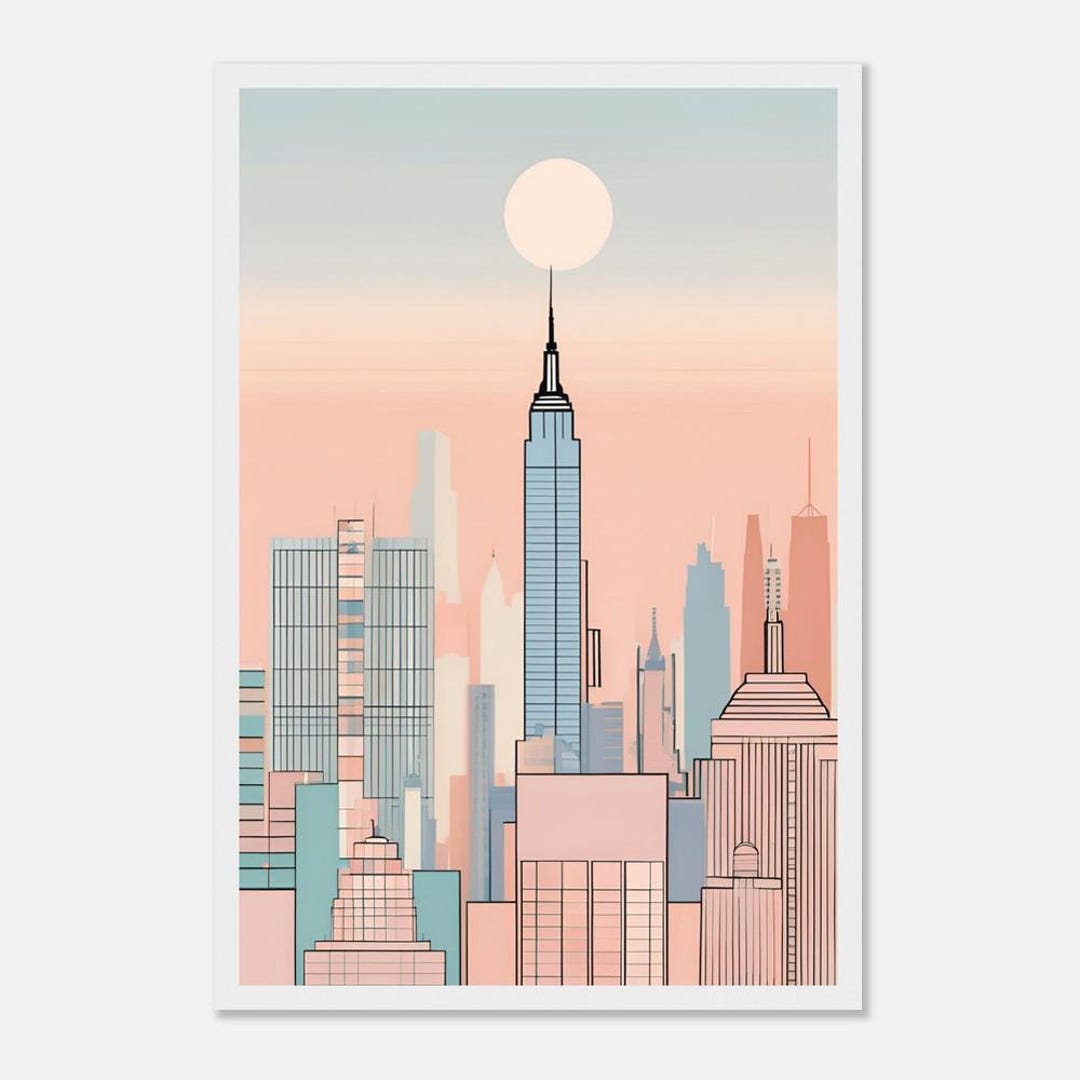 Empire State Building Skyline Poster - Framed New York City Art - Ready ...