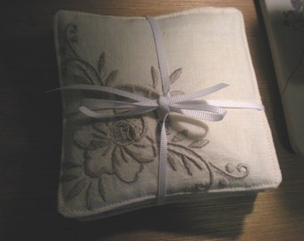 recycled vintage linen coasters