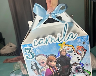 Caja de gablete de Frozen, cajas de dulces, regalos de fiesta de Elsa, cumpleaños de Frozen, fiesta de cumpleaños