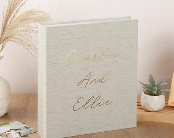 Personalized Wedding Photo Album | Handmade Linen Keepsake Book